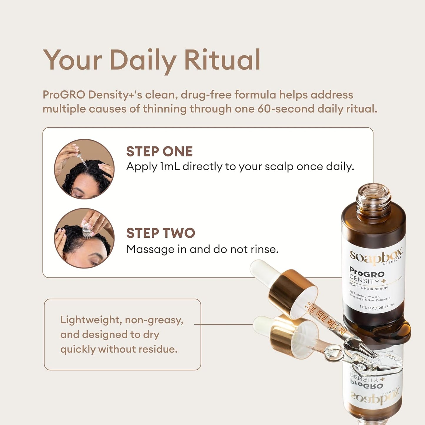 Soapbox ProGRO Density+ Scalp & Hair Growth Serum - Clinically-Tested Formula with 3% Redensyl | 1 oz, 1 Month Supply