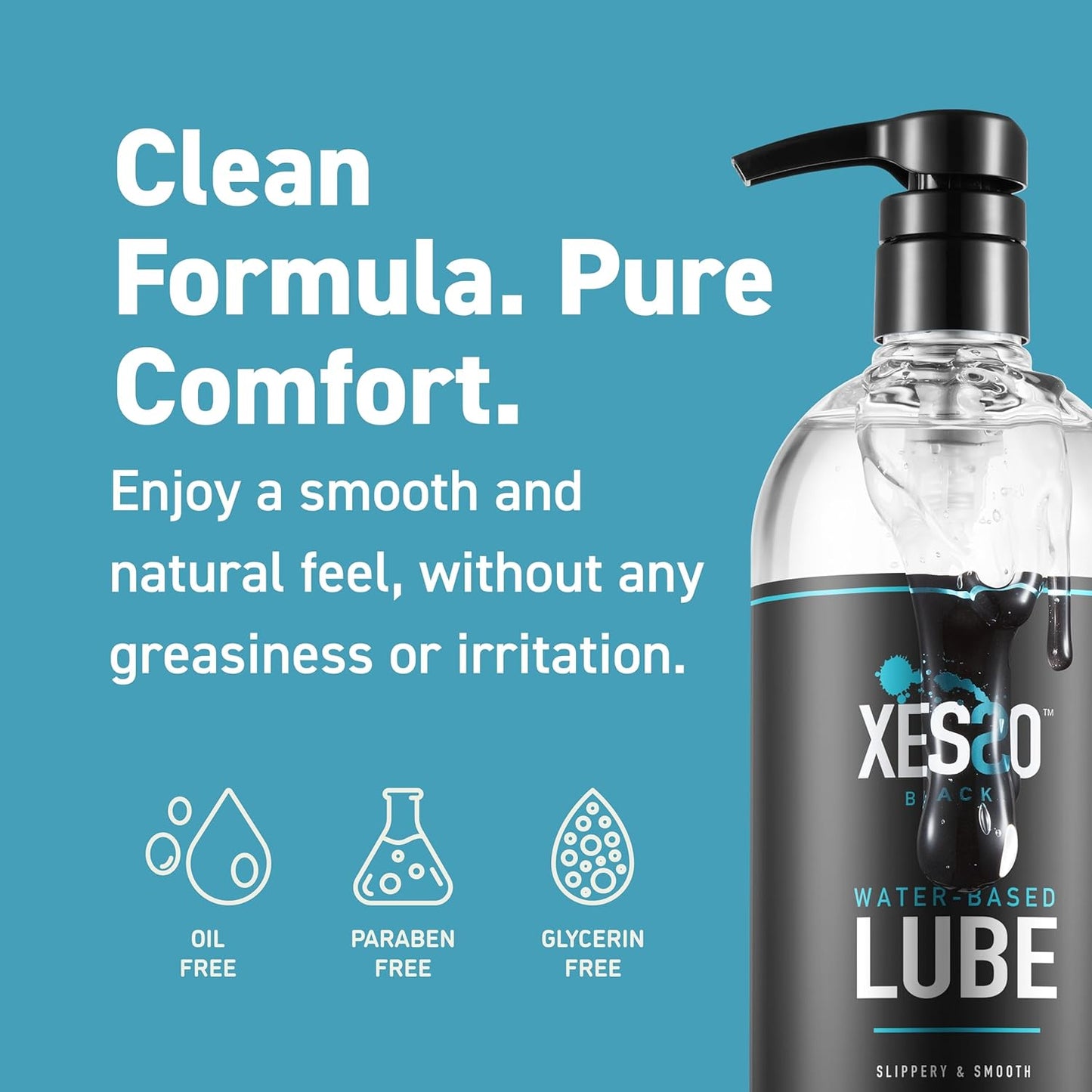 XESSO Water-Based Lube - All-Natural Hypoallergenic Massage Gel | 32 fl oz, pH-Balanced, Glycerin-Free