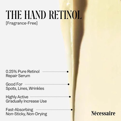 Nécessaire The Hand Retinol Serum - Anti-Aging Repair for Wrinkles & Crepiness | 2.2 fl oz, 0.25% Pure Retinol