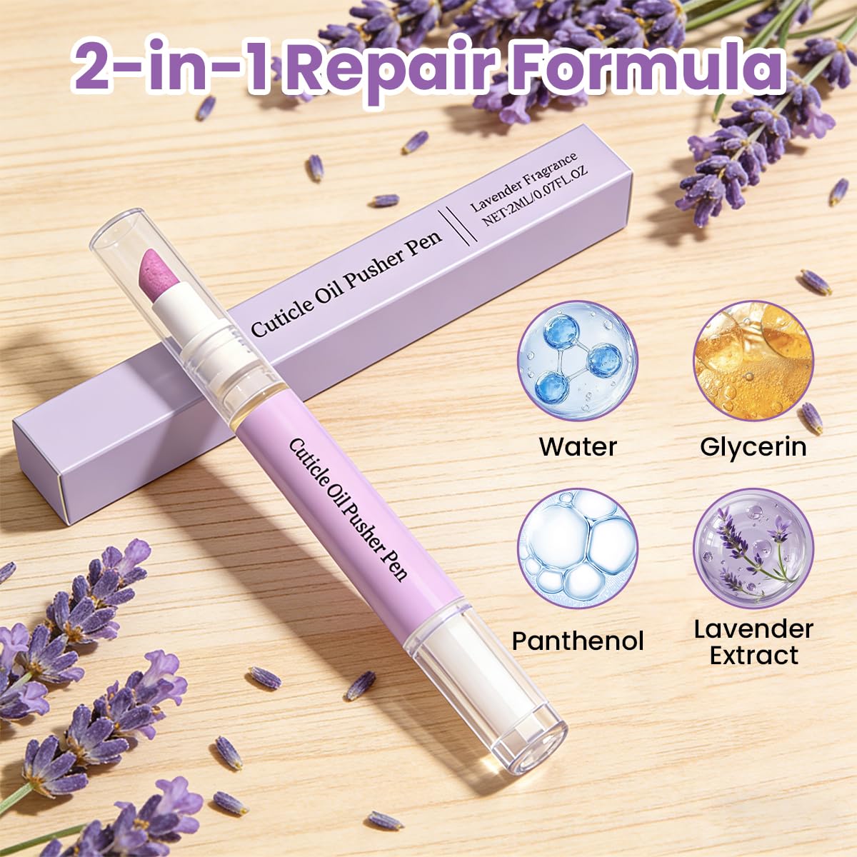 Skiennix 2-in-1 Cuticle Oil Pen & Pusher - Moisturizing Nail Care Tool for Easy Application (2PCS)
