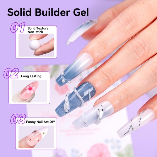 Makartt White 3d Gel Nail Art: 4-in-1 3d Nail Gel Sculpting Gels White Non-sticky for Extension, 15ML Solid Builder Nail Gel UV Glue for Acrylic Tips, Rhinestones & Sculpture Gels for Nails Salon Home