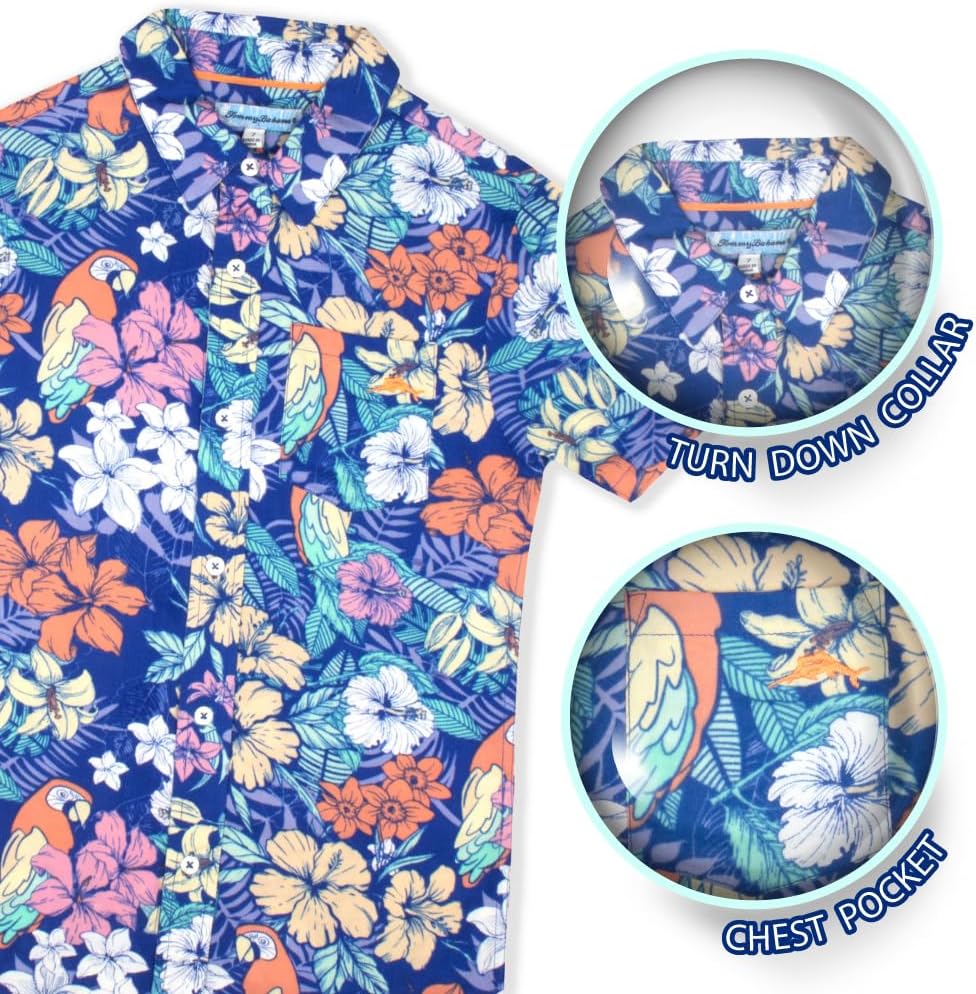 Tommy Bahama Boys Hawaiian Shirt - Classic Woven Button-Down with Pocket | Short Sleeve, Stylish Kids' Apparel