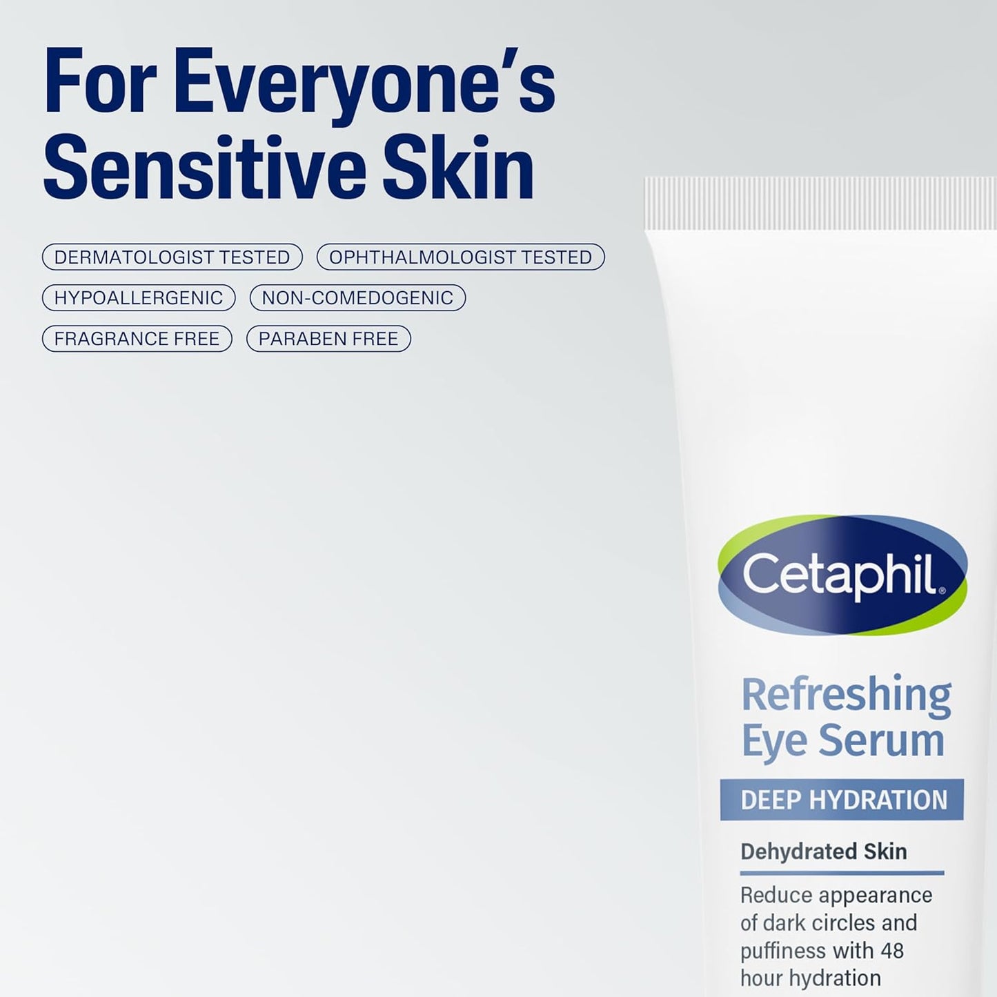CETAPHIL Deep Hydration Eye Serum - 48Hr Hydrating Under Eye Cream with Hyaluronic Acid & Vitamin E, 0.5 fl oz