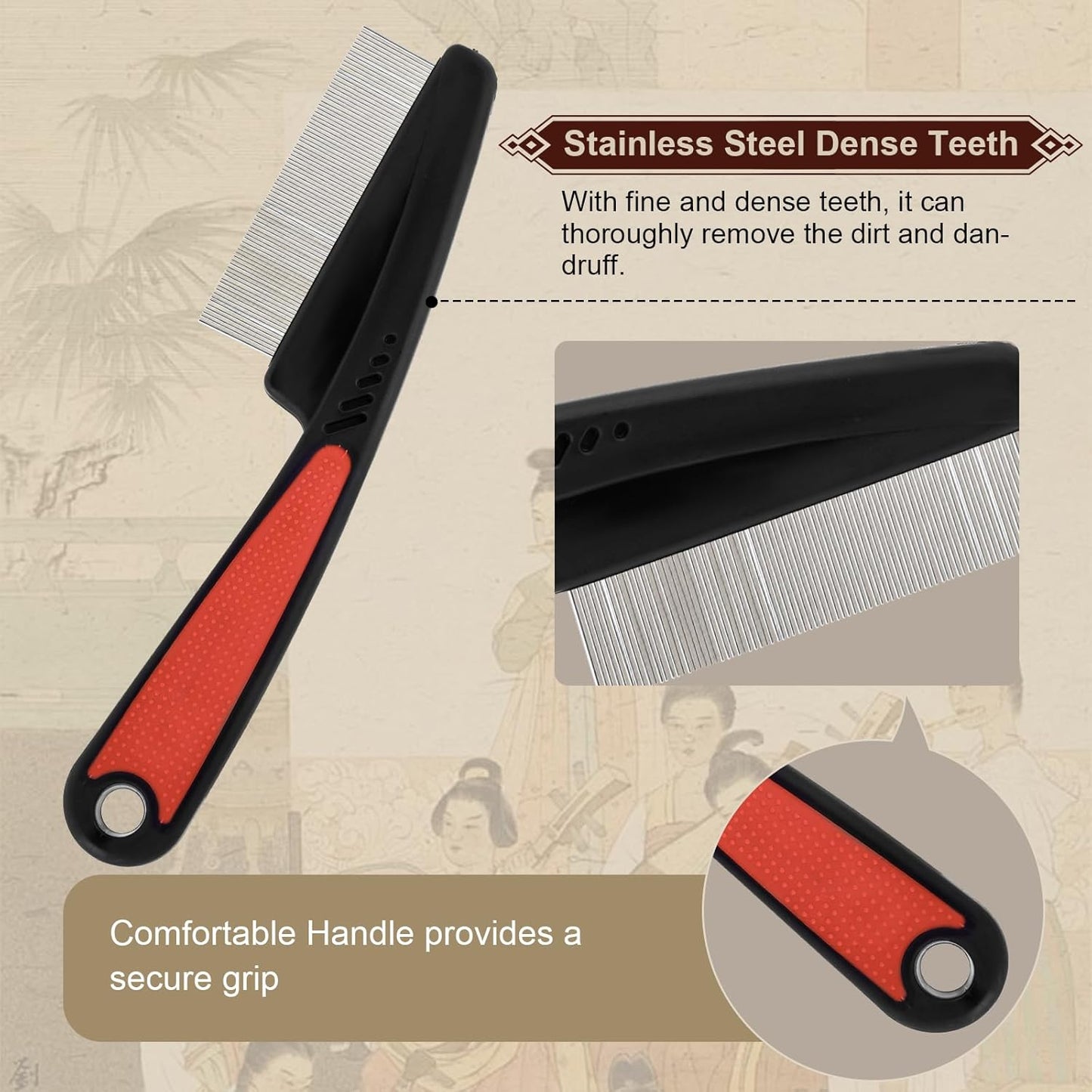 TEAWOO Anti-Dandruff Comb Kit - Patented Stainless Steel Fine Tooth Comb & Scalp Detox Brush