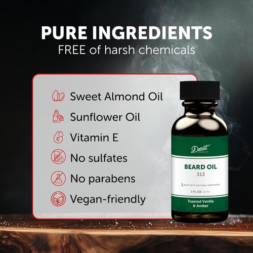 Detroit Grooming Beard Oil - Hydrating & Nourishing Formula with Vitamin E | Toasted Vanilla & Amber (2 oz)