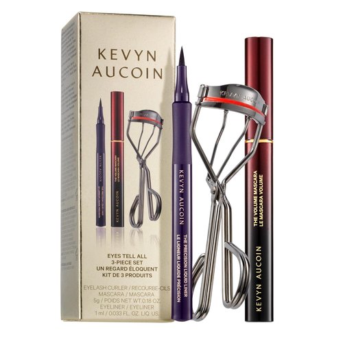 Kevyn Aucoin Eyelash & Liner Set - Professional Curler, Volume Mascara & Precision Liquid Liner in Black