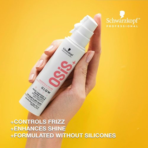 OSiS+ Glow Anti-Frizz Shine Serum - Lightweight Frizz Control & Heat Protection for All Hair Types