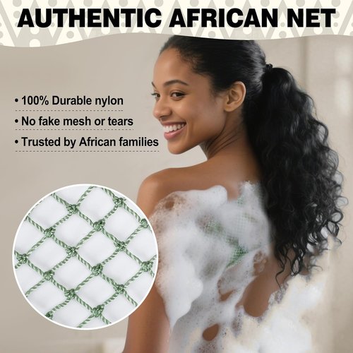 African Net Sponge | Authentic Exfoliating Bath Sponges - 4 Pack, 42 Inch for All Skin Types (Green, Pink, Blue, Grey)