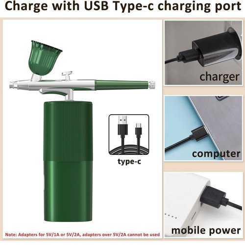 Airbrush Paint Airbrush Kit Airbrush Compressor Airbrush Nail Airbrush Machine Air Brushes for Makeup,Nail Art,Painting, Cake, Model Coloring (Green)