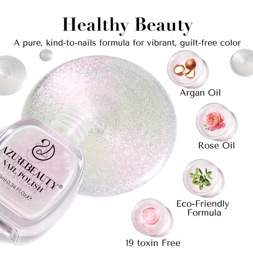 AZUREBEAUTY Chrome Quick Dry Nail Polish - Shine Pearl Natural Lustrous Enamel for DIY Manicure & Pedicure
