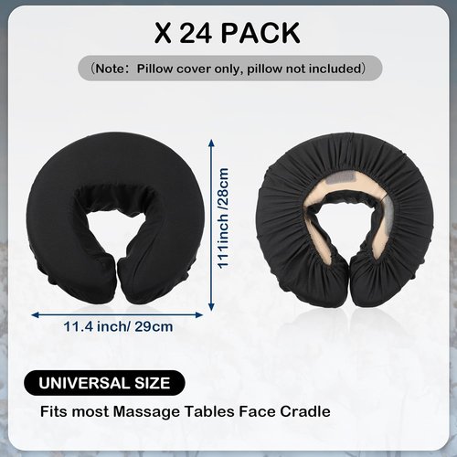 Macarrie 24 Pcs Face Cradle Covers - Soft Microfiber Massage Table Headrest Sheets | Oil-Proof, Black