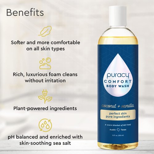 Puracy Natural Body Wash - Moisturizing Shower Gel for Sensitive Skin - 2-Pack 12 fl oz | Coconut & Vanilla