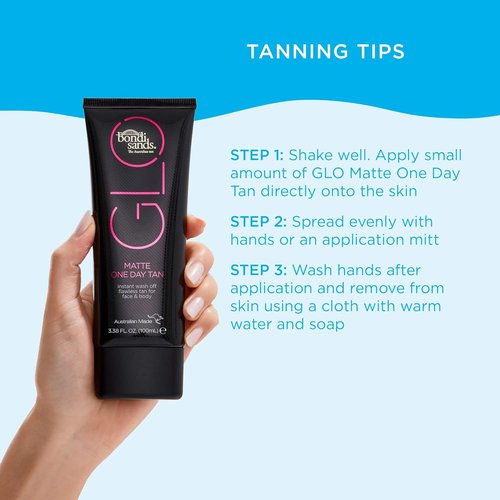 Bondi Sands GLO Matte One Day Tan - Flawless Bronze Finish for Face & Body | Water & Transfer Resistant | 100 ml/3.38 Oz