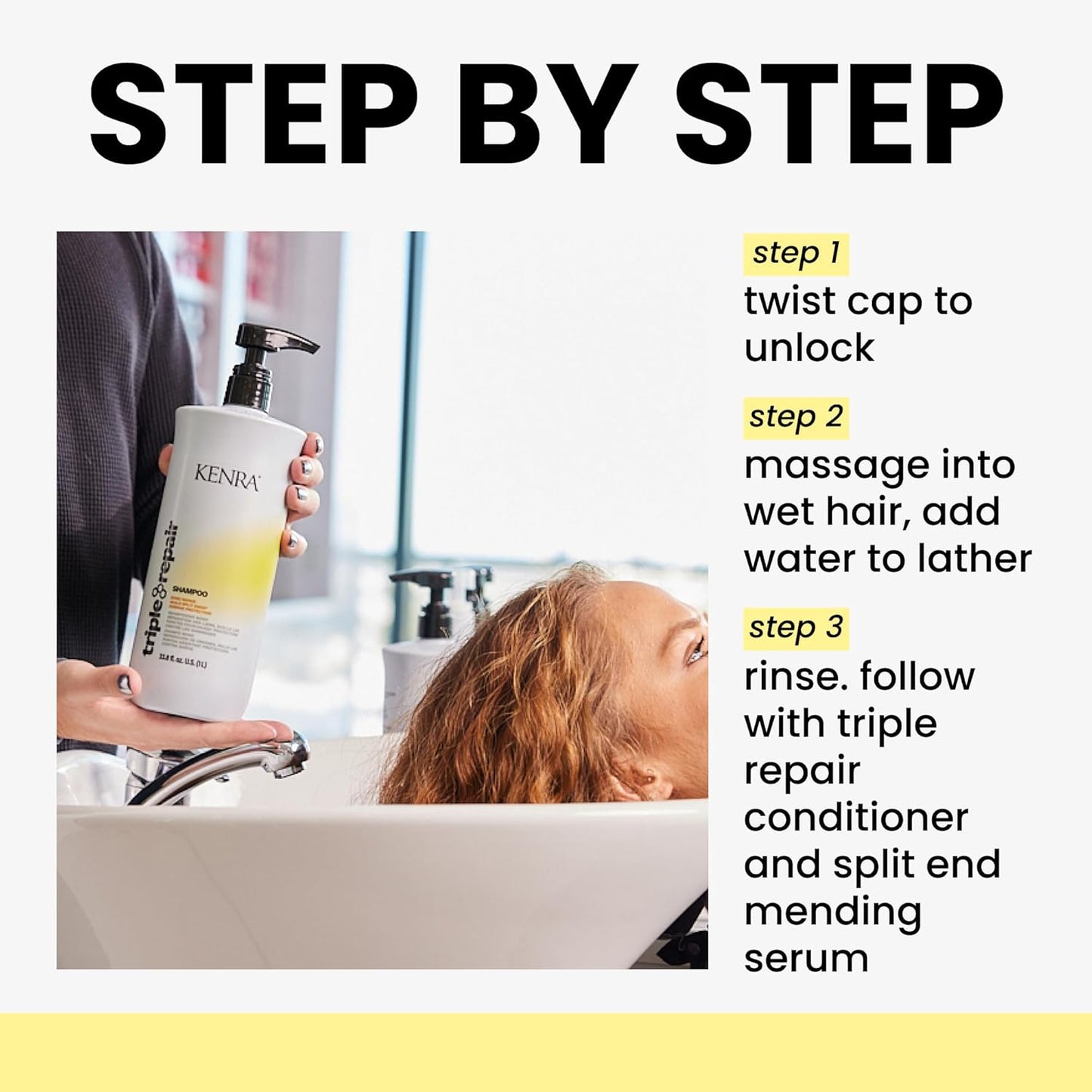 Triple Repair Shampoo - Targets & Repairs Weak Bonds | Strengthens Split Ends | Sulfate-Free