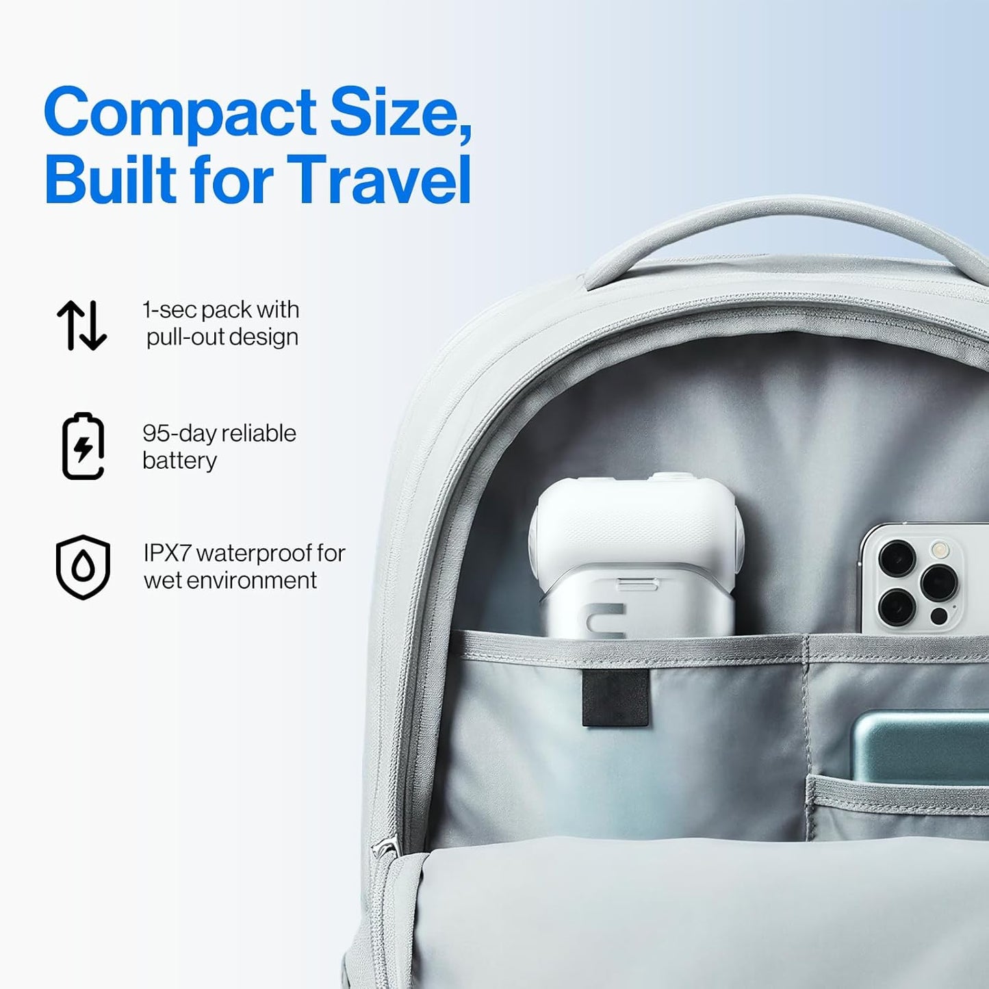 Usmile C10 Portable Water Flosser - Travel-Friendly Design, 95-Day Battery, 4 Modes, 180ml Tank, IPX7 Waterproof (Inkstone Black)