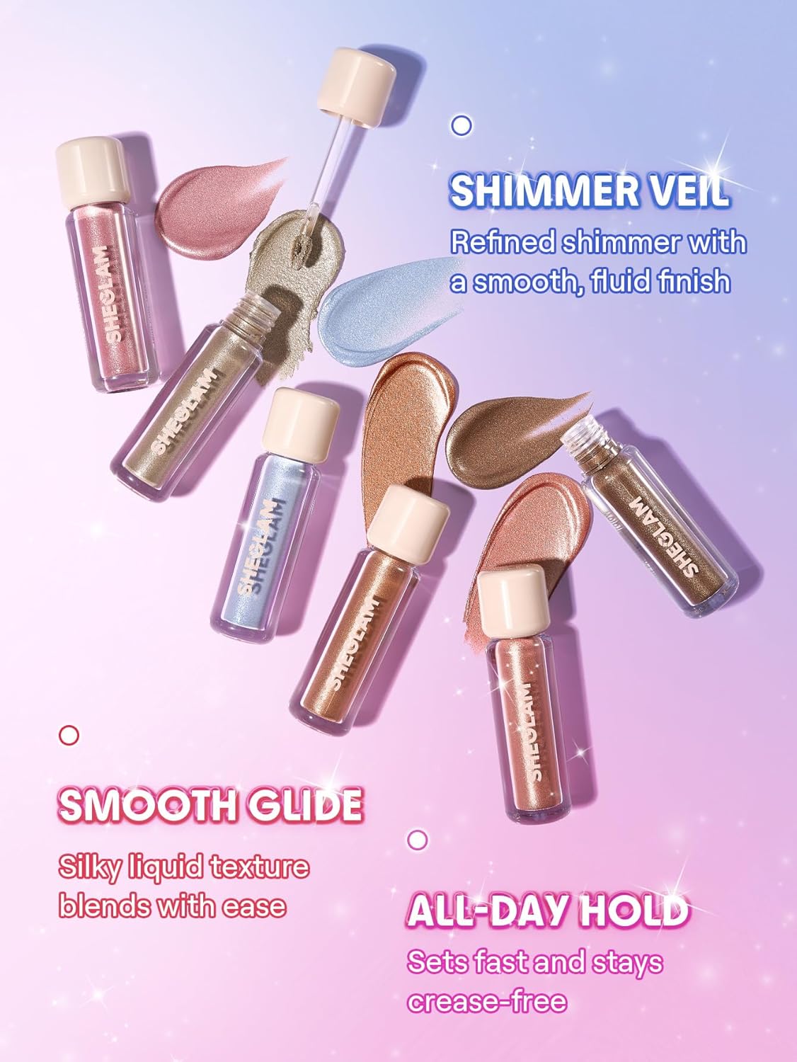 SheGlam Airglow Liquid Eyeshadow - 16-Hour Long-Lasting Shimmer in Cloud Nine
