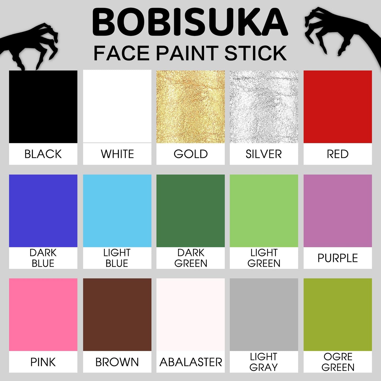 BOBISUKA Face Body White Paint Stick, Clown Makeup Eye Black Sticks for Sports, White Foundation Face Painting Kit for Halloween Skeleton Vampire Mime Skull Joker Special Effects Cosplay SFX Costume