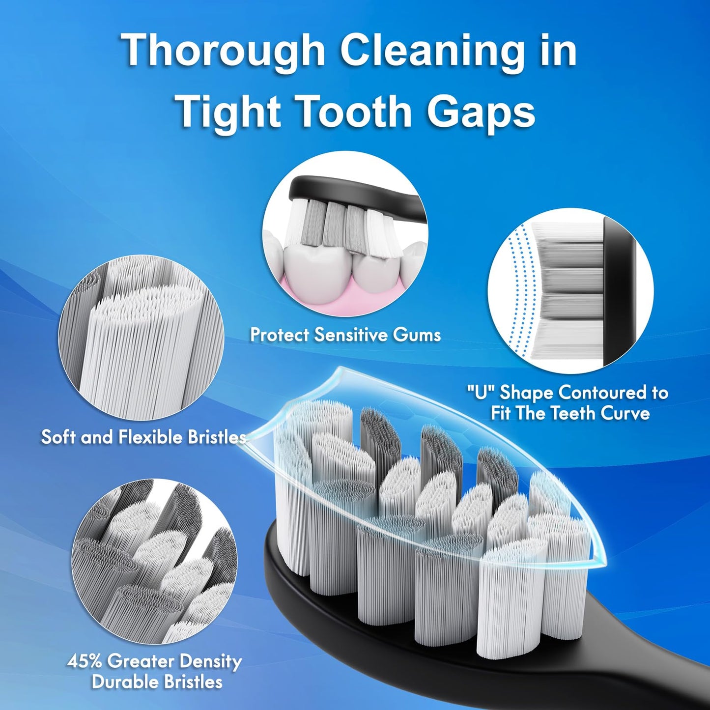 Kuicur 2 Pack Electic Toothbrush - White and Black