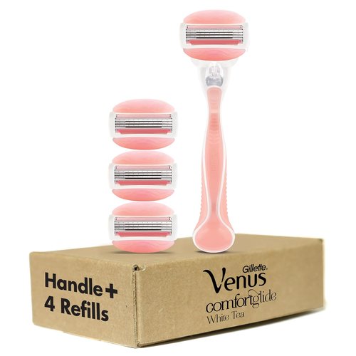 Gillette Venus Women's Razor - ComfortGlide White Tea + 4 Blade Refills for Smooth Shaving