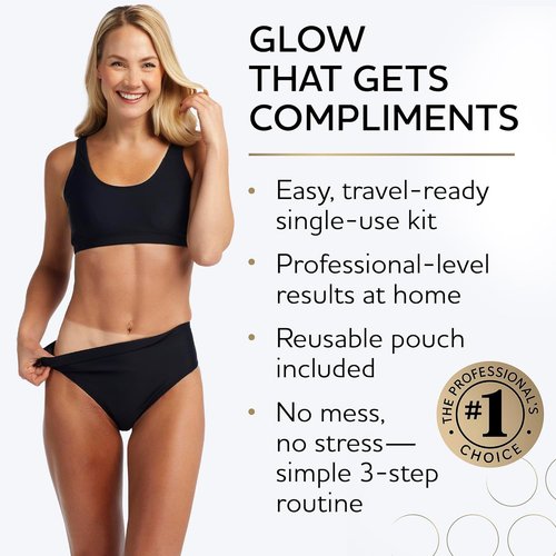 Norvell Glow System Trial Kit - 5-Step Sunless Tanning Essentials with Exmitt, Primer & Cleanser | Travel-Friendly Pouch