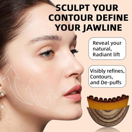 CACRTY Lymphatic Contour Face Brush – Facial Lymphatic Drainage Massager with Ultra-Soft Bristles, Ergonomic Design for Precise Skin Contact, Reduces Puffiness & Relieves Facial Tension