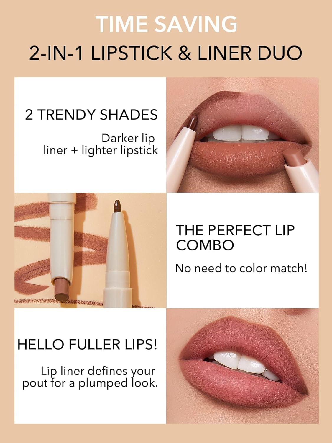 SheGlam 2 In 1 Matte Lip Liner & Long-Lasting Lipstick Set - Berry Whip Color