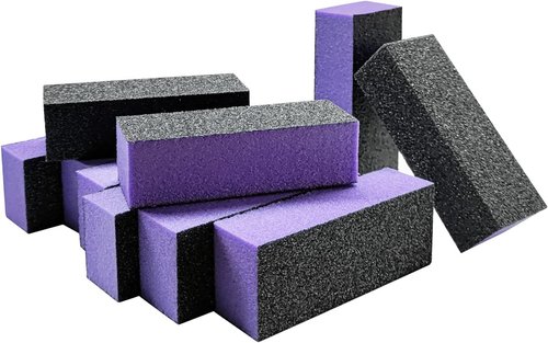 HeeYaa Nail Buffer Sanding Block Set - 10 Pcs 100/180 Grit Polisher for Manicure & Pedicure | Black & Purple
