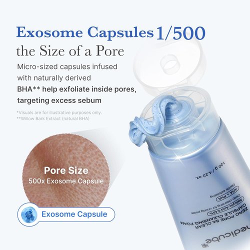 Medicube Facial Cleanser - Zero Pore Capsule Cleansing Foam | Gentle Daily Cleanser for Pore Care | AHA, BHA & PHA, 4.23 oz