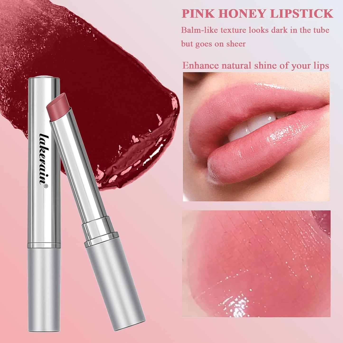 Sheeyoon Honey Lipstick - Hydrating Tinted Lip Balm with Sheer Formula | Natural Glossy Finish (2 Pcs Pink)