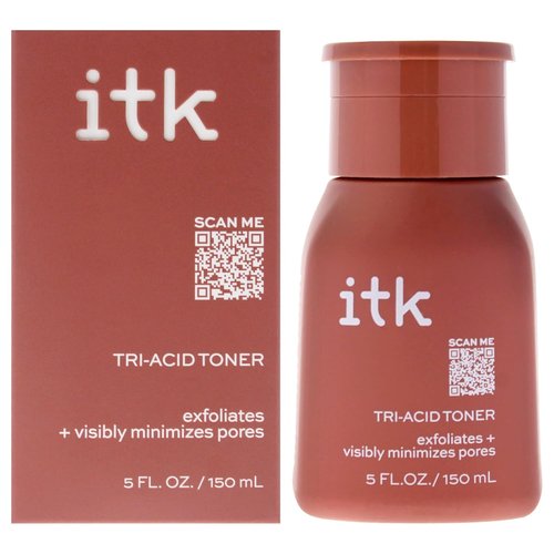 ITK Tri-Acid Facial Toner - Exfoliate & Minimize Pores with AHA, BHA, PHA + Niacinamide | 5 Fl Oz