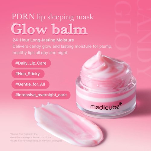 Medicube PDRN Lip Sleeping Mask Glow Balm - Salmon PDRN & Collagen for Softer Lips | 0.35 oz Daily Moisture