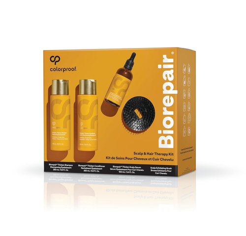 Colorproof Biorepair Hair Therapy Kit - Thicken Scalp & Hair with Shampoo, Conditioner & Serum (8.5 Fl. Oz. Each) + Exfoliating Brush