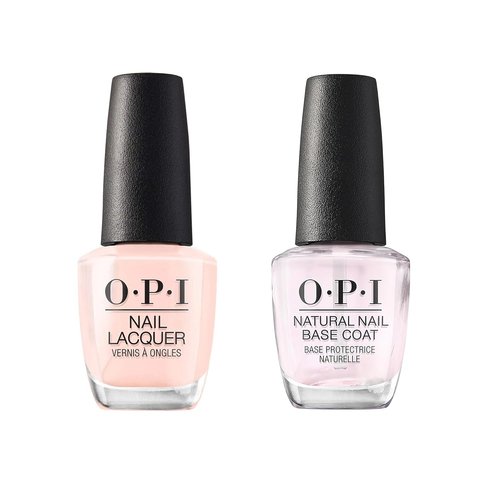 OPI Nail Lacquer Bundle - Bubble Bath Nude Nail Polish & Natural Base Coat | 0.5 Fl Oz Each