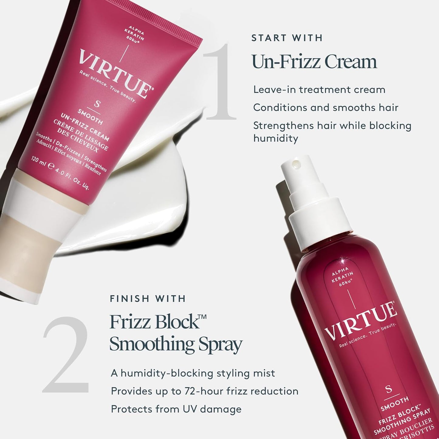 VIRTUE Frizz Block Smoothing Spray - Frizz Control Hair Treatment, Heat Protection, 5 Fl Oz