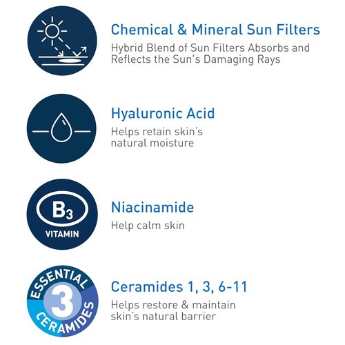 CeraVe Hydrating Sheer Sunscreen SPF 30 - Mineral & Chemical Formula with Zinc Oxide, 3 Ounces
