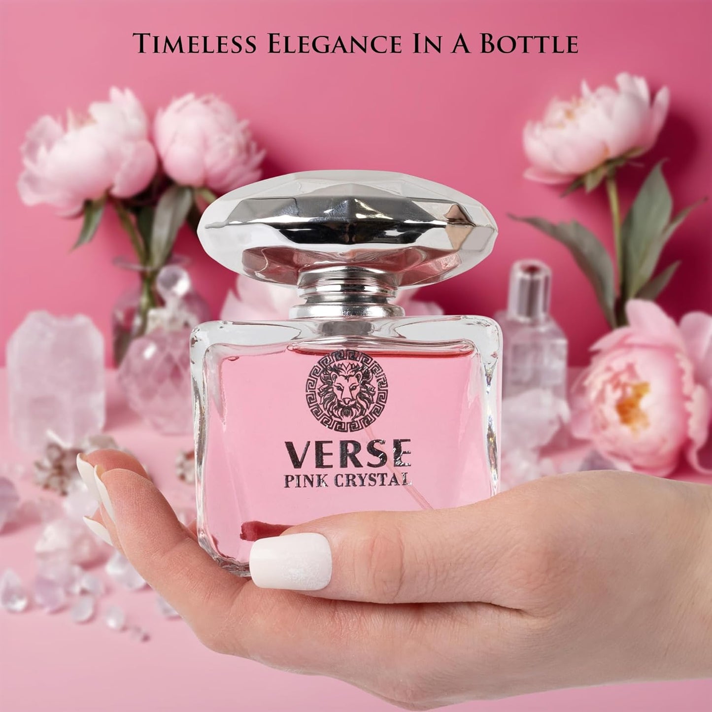 Verse Pink Crystal Eau De Parfum for Women - Floral & Fruity Scent with Pomegranate & Peony - Elegant 100ml Bottle