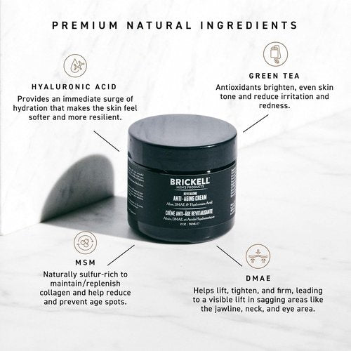 Brickell Men's Revitalizing Anti-Aging Cream - Natural Face Moisturizer to Reduce Fine Lines | 2 Ounce