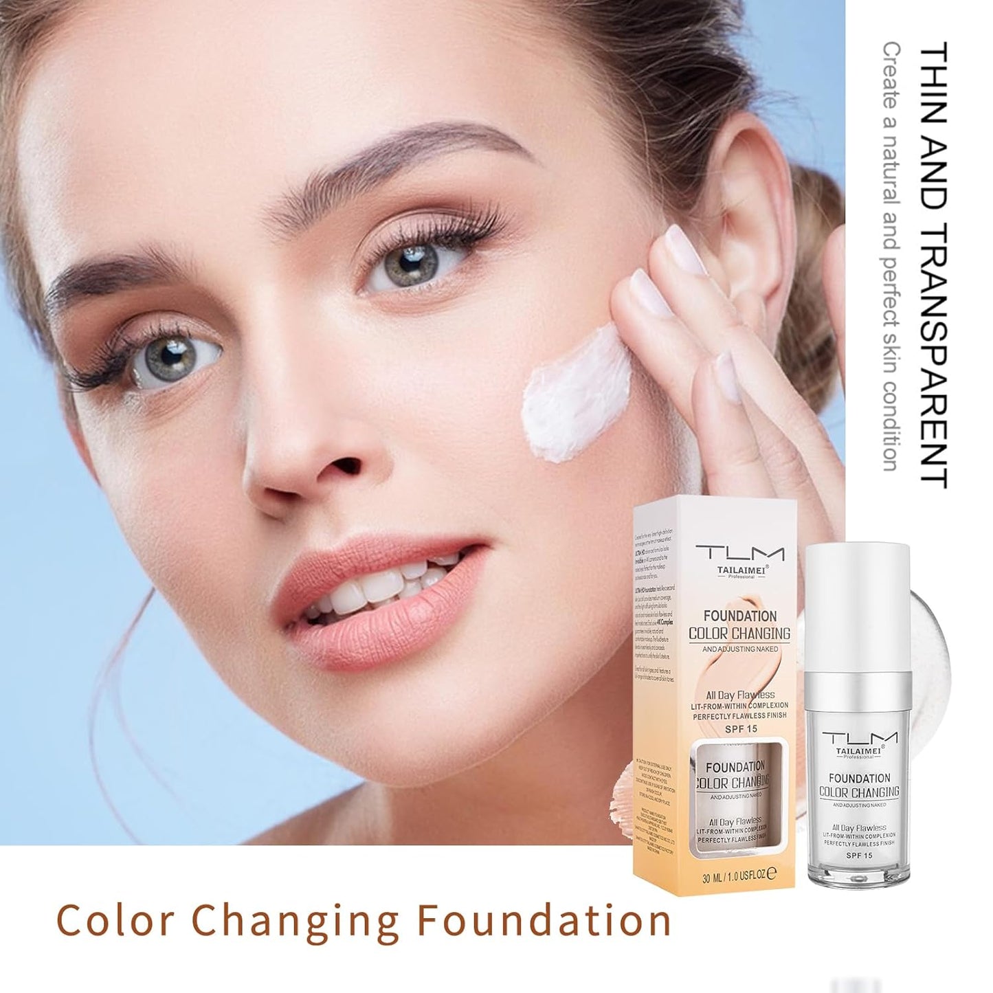 Skiennix Color Changing Foundation - Full Coverage for Even Skin Tone & Natural Look | SPF 15, 1.0 fl oz