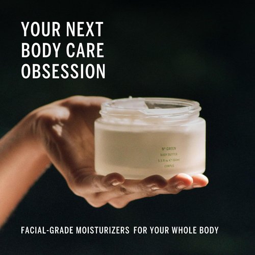 Corpus Green Body Butter - Ultra-Rich Whipped Cream | Luxurious Non-Greasy Hydration with Tremella Mushroom & Vegan Squalane | 160 ml/5.5 oz