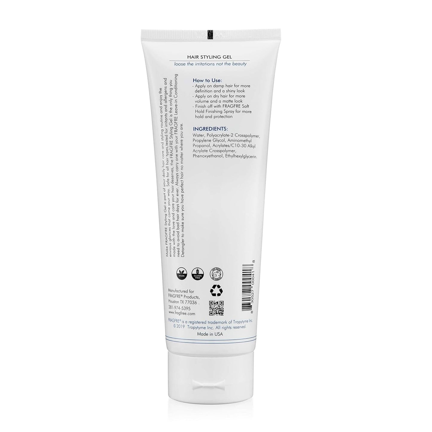 Skiennix Styling Gel - Fragrance-Free Medium Hold Hair Gel for Sensitive Skin | 8 oz, Hypoallergenic, Vegan