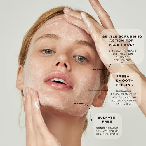 Biba De Sousa Daily Cleanser - Exfoliating Face and Body Wash for Oily or Blemished Skin | 8 oz