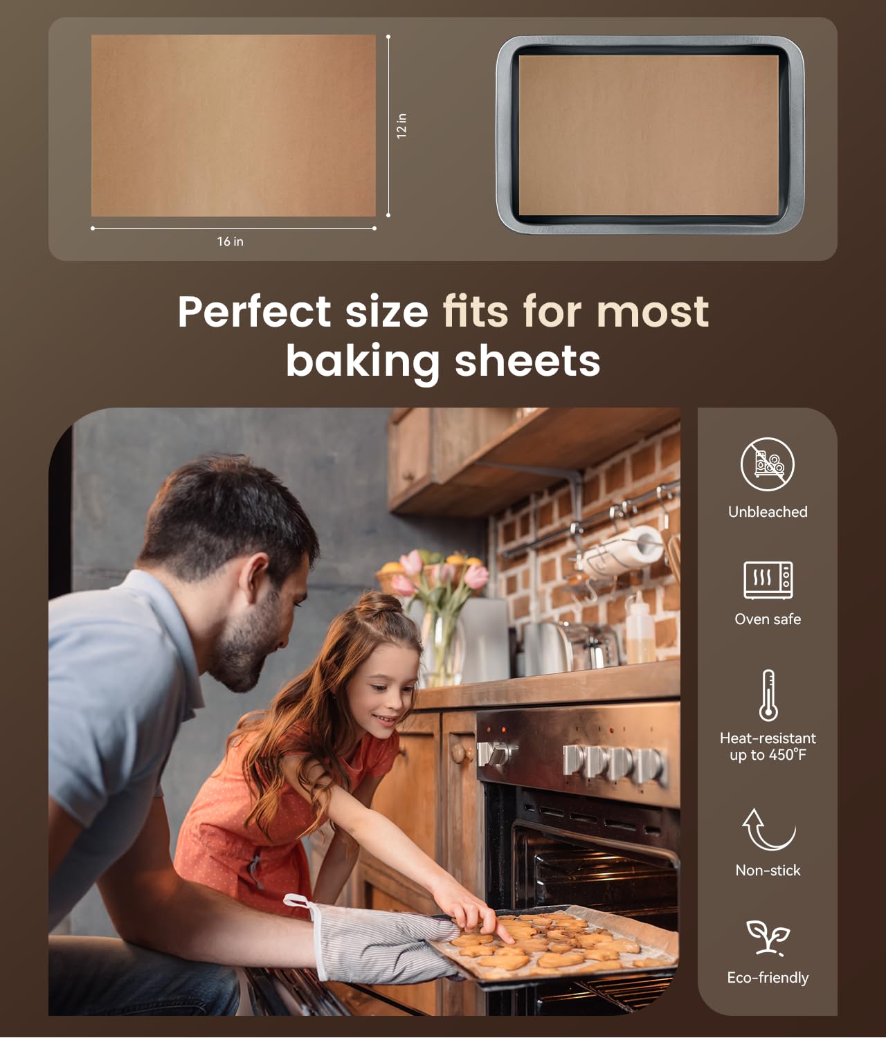 Parchment Paper Sheets, 9x13 In Non-Stick Precut Baking Parchment for Baking, Grilling, Air Fryer, Steaming, and More (Unbleached) - Quarter Sheet Size, Perfect for Bread, Cakes, Cookies, 100PCS