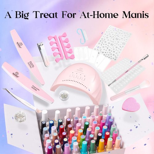 Beetles Gel Nail Polish Kit with U V Light - 45 Colors Gel Polish Set 75 Pcs One Color One Bottle Emotional Journey Kit with Top Base Coat Beauty Must Have Salon Manicure Gifts for Women Teen Girls