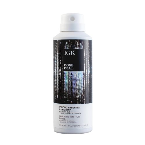IGK Done Deal Strong Hold Finishing Hairspray - Long-Lasting, Humidity-Resistant Control for All Hair Types, 5 oz