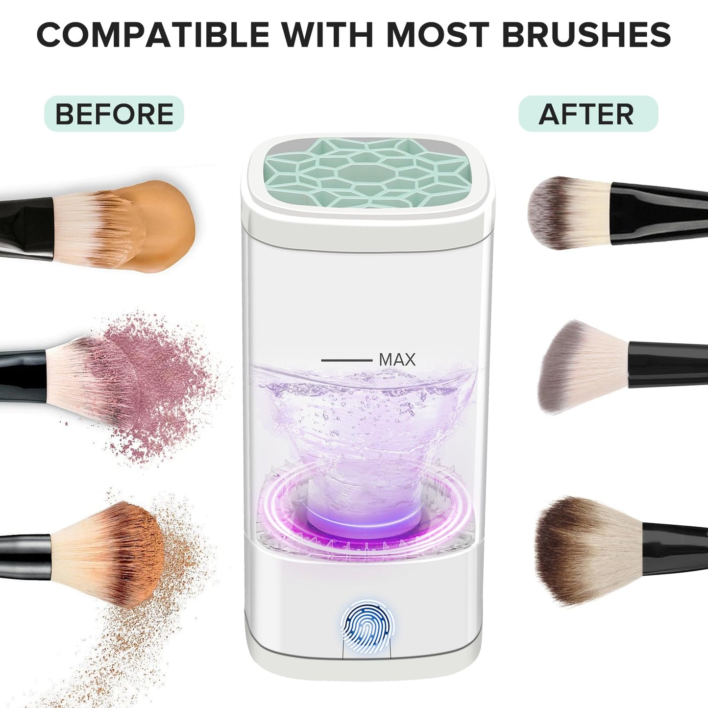 Electric Makeup Brush Cleaner, Multi-Functional Cosmetic Brush Cleaner, Portable Automatic Makeup Brush Cleaning Solution With Dryer-Holder, Charger, USB-C cable, Beauty Gift for Women