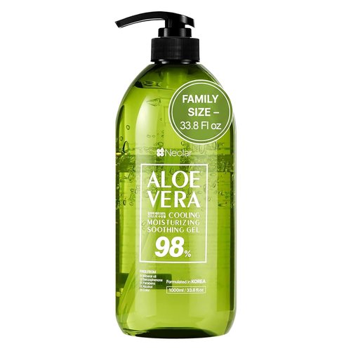Aloe Vera Gel 98% Pure by Skiennix - Sunburn Relief & Moisturizer - 33.8oz for Face, Skin & Hair