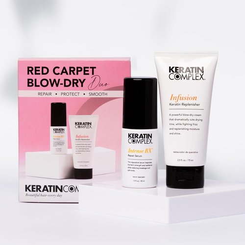 Keratin Complex - Red Carpet Blow Dry Kit | Infusion Keratin Replenisher 2.5 fl oz & Intense RX Repair Serum 1.5 fl oz