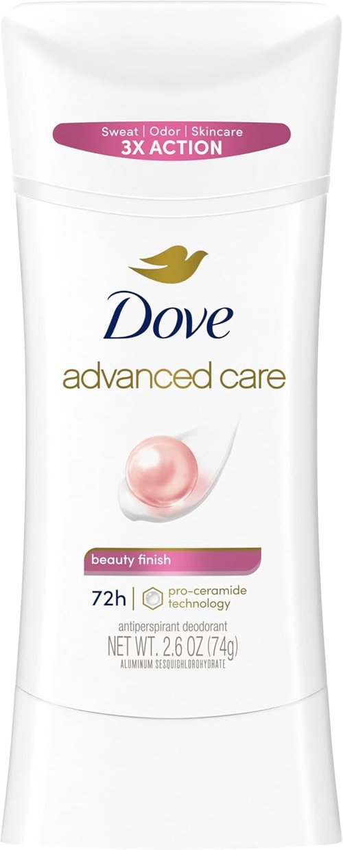 Dove Advanced Care Antiperspirant Deodorant Stick Beauty Finish for Helping Repair Skin Barrier After Shaving, with 72-Hour Sweat & Odor Protection, 2.6 oz