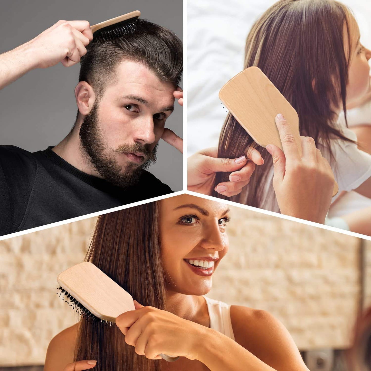 Sosoon Boar Bristle Paddle Hairbrush - Tangle-Free Styling for All Hair Types | Gift Box & Tail Comb Included