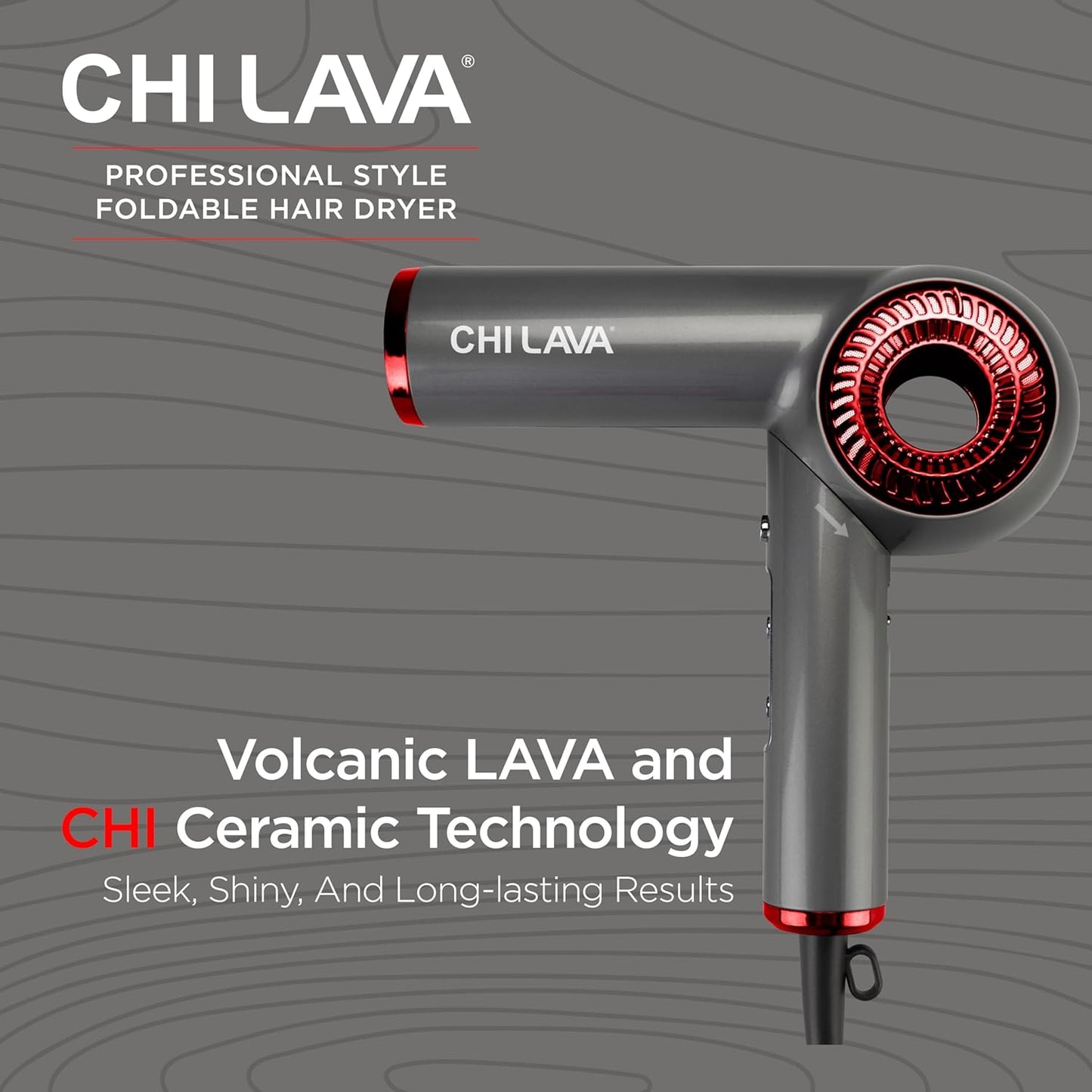CHI Lava Hair Dryer - Brushless Motor for Faster, Quieter Drying | Foldable Design Reduces Frizz & Enhances Shine